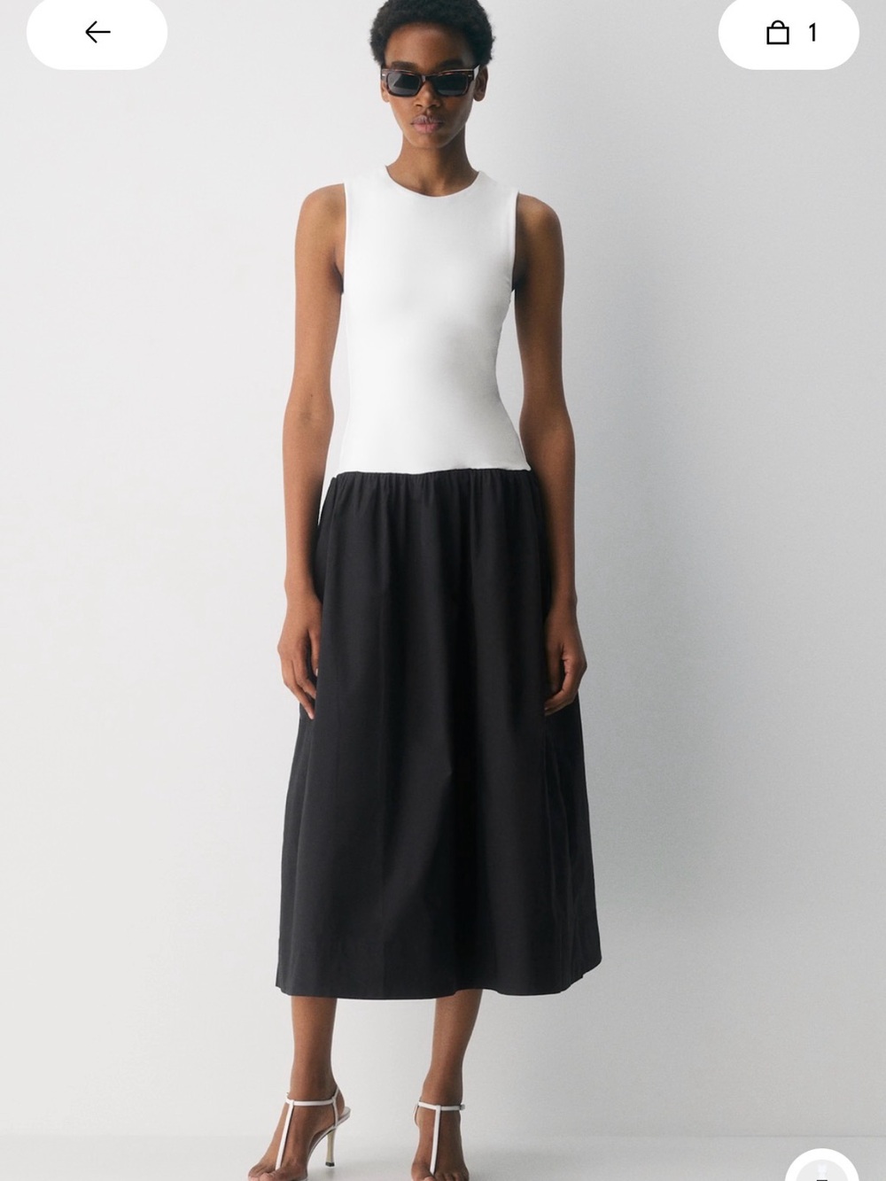 Aritzia Two-Tone White Tank Top & Black Midi Skirt Dress